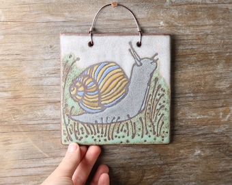 handmade tile, snail, decorative tile