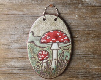 handmade tile, mushroom, decorative tile