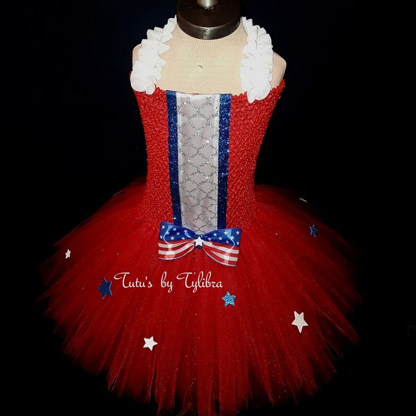 American Flag Tutu, Patriotic Dress, 4th of July Tutu Dress, Firework Costume, Star Spangle Banner Dress, Stars and Stripes Tutu Dress