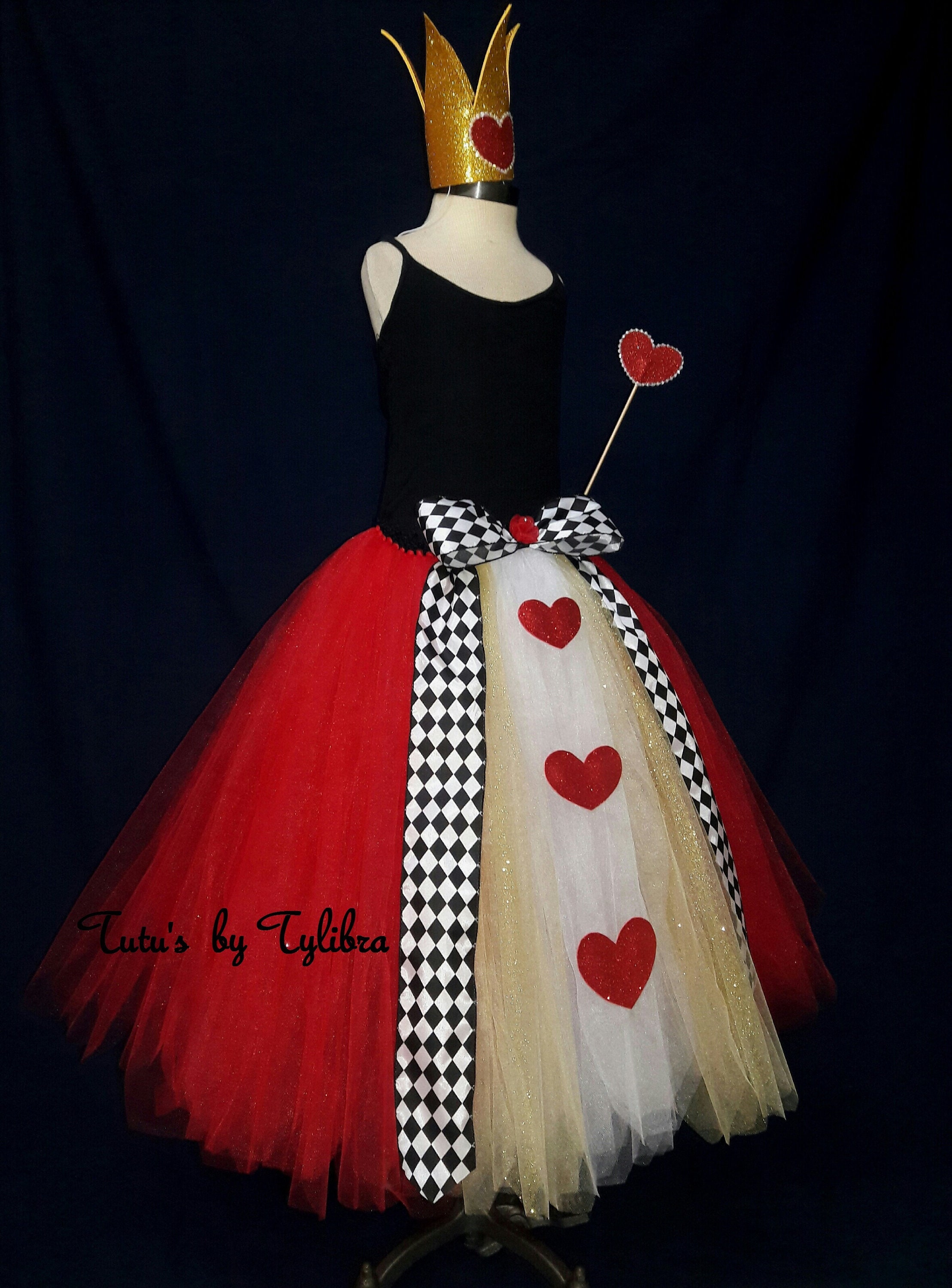 Kids Queen of Hearts Tutu Dress Handmade Tutu Dress Queen of Hearts Costume  Villain Halloween Tutu All Accessories Included 