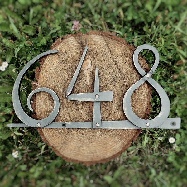 Large metal house numbers | Hand forged wrought iron house number | 6 inch tall address sign