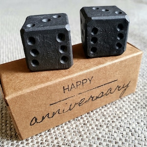 Pair of personalized forged iron dice in gift box | Wrought iron gift | Original anniversary gift