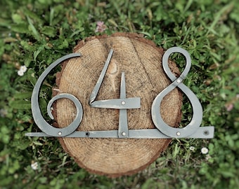 Grote metalen huisnummers | Handgesmeed smeedijzeren huisnummer | Adresbord van 15 cm hoog