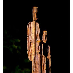 Family of three | Metal art | Exterior metal sculpture | Wedding anniversary art gift | Iron and Stone