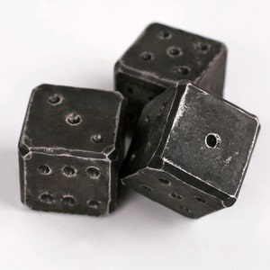 Pair of personalized forged iron dice | Wrought iron gift | Original anniversary gift