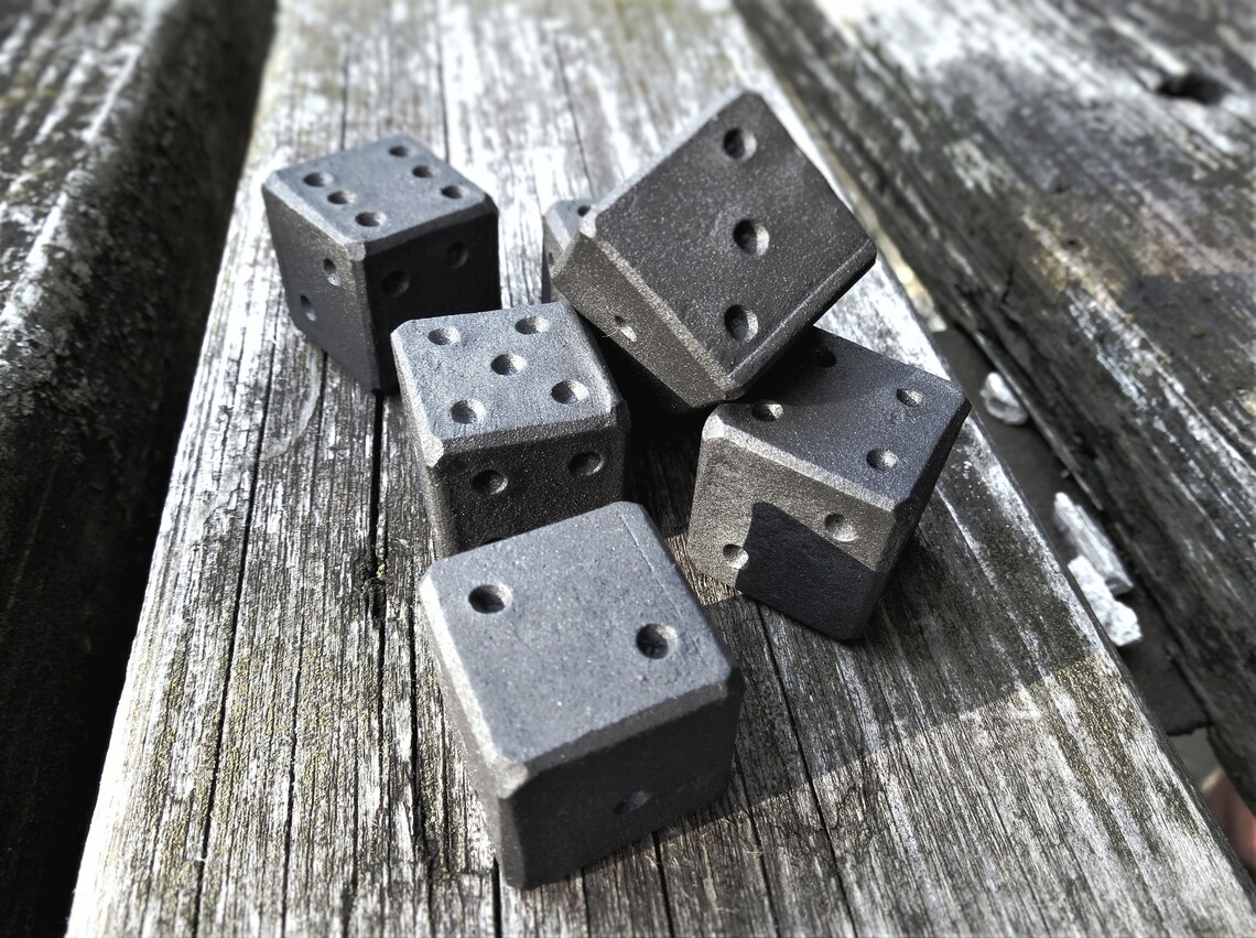 Set of 6 Playing Dice Metal Hand Wrought Iron Dice Etsy Australia