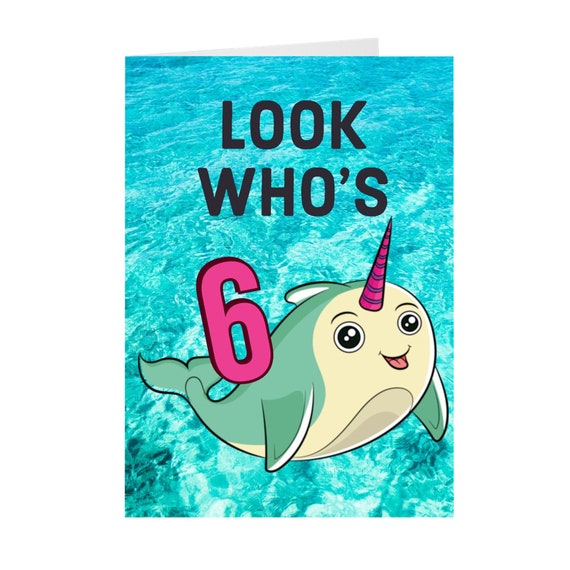 Geburtstagskarte Fur 6 Jahre Alt Susse Narwhal Etsy