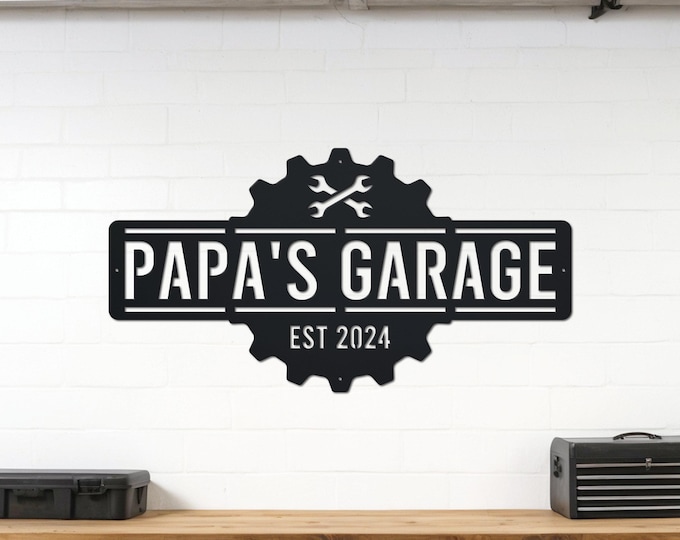 Personalized Metal Garage Sign | Custom Name Garage Decor | Papas ...