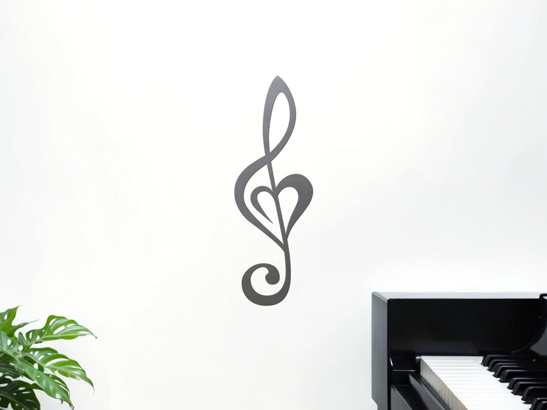 Treble Clef Heart Love Metal Music Note Wall Art Home Decor Rock ...