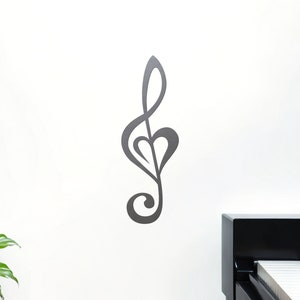 Treble Clef Heart Love Metal Music Note Wall Art Home Decor Rock Classical Jazz