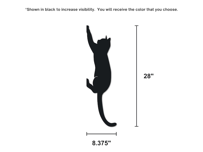 Shows the size of the metal cat decor.