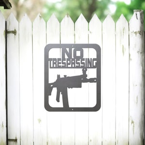 AK47 No Trespassing Metal Sign 02