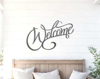 Welcome Sign -- Plasma Cut Metal Wall Art Steel Farmhouse Decor