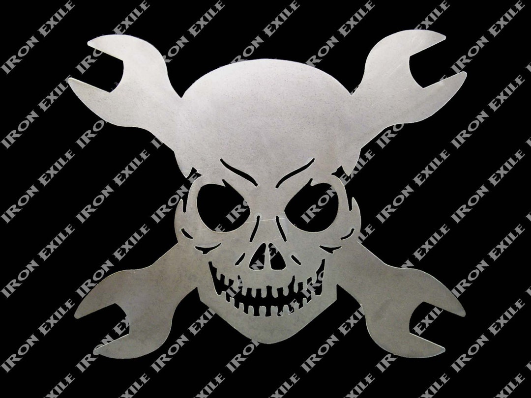 Skull & Cross Wrenches Metal Wall Art Etsy