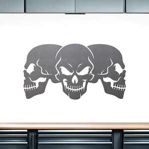Skull Trio Three Skulls Metal Sign Garage Mancave Wall Art Biker IRON EXILE