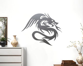 Dragon Fire Chinese Oriental Medieval Tribal Metal Wall Art Decor Plasma Cut out