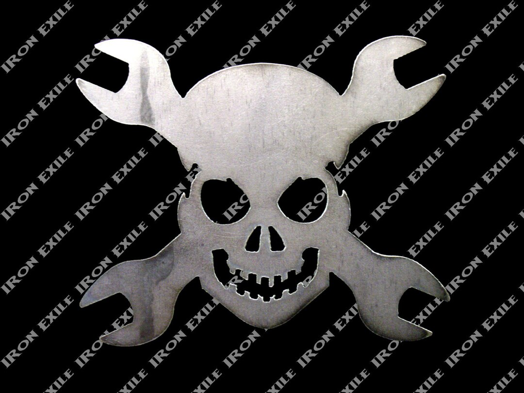 Small Skull & Cross Wrenches Metal Wall Art or Stencil Etsy