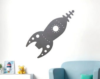 Vintage Retro 1950's Rocket Ship Metal Wall Art
