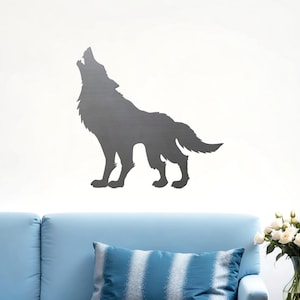 Wolf Holwing Silhouette Metal Art Wall Sign Hunting Cabin Lodge Decor Gift Idea