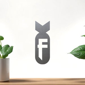 F Bomb Falling Metal Emblem Badge Patch Rocket Hot Rat Rod Chopper Biker USA