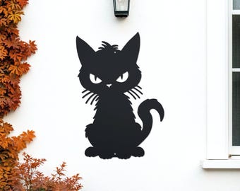 Halloween Cat Decor | Metal Black Cat Decoration | Cat Yard Stake | Cute Halloween Decoration | Angry Kitty | Cat Lover Gift | Cat 001