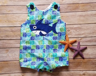 Baby shorts romper, baby romper, shorts summer romper, baby boy shorts,beach outfit, boy summer outfit, shark birthday, baby jumpsuit