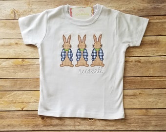 Easter Bunny shirt, Easter shirt, Boy bunny shirt, baby boy Easter shirt, bunny shirt, spring shirt, boy applique shirt, custom toddler boy