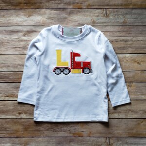 Boy truck, boy truck shirt, boy applique shirt, truck applique shirt, personalize boy shirt, boy monogram shirt, embroidered boy shirt