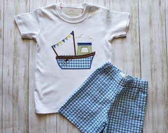 Boys summer set, boys short set, toddler boy short set, boy summer outfit, summer boy clothes, beach birthday clothes, toddler boy clothes
