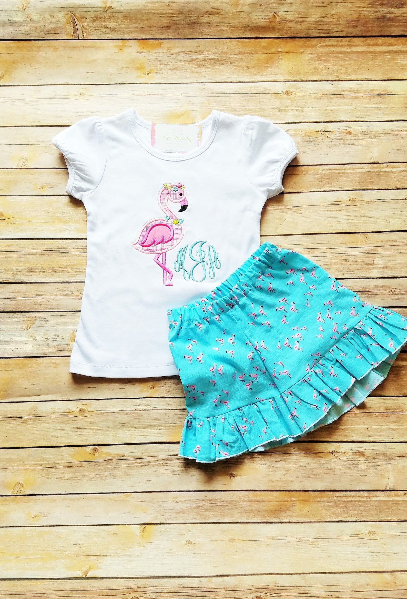 Girls Flamingo Short Set