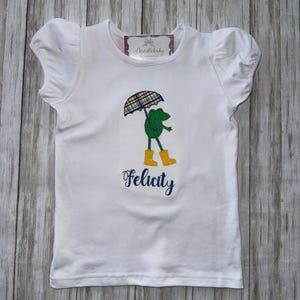 Girls spring shirt, toddler girls shirt, infant spring shirt, girls spring outfit, frog applique shirt, baby girl shirt, custom girl shirt