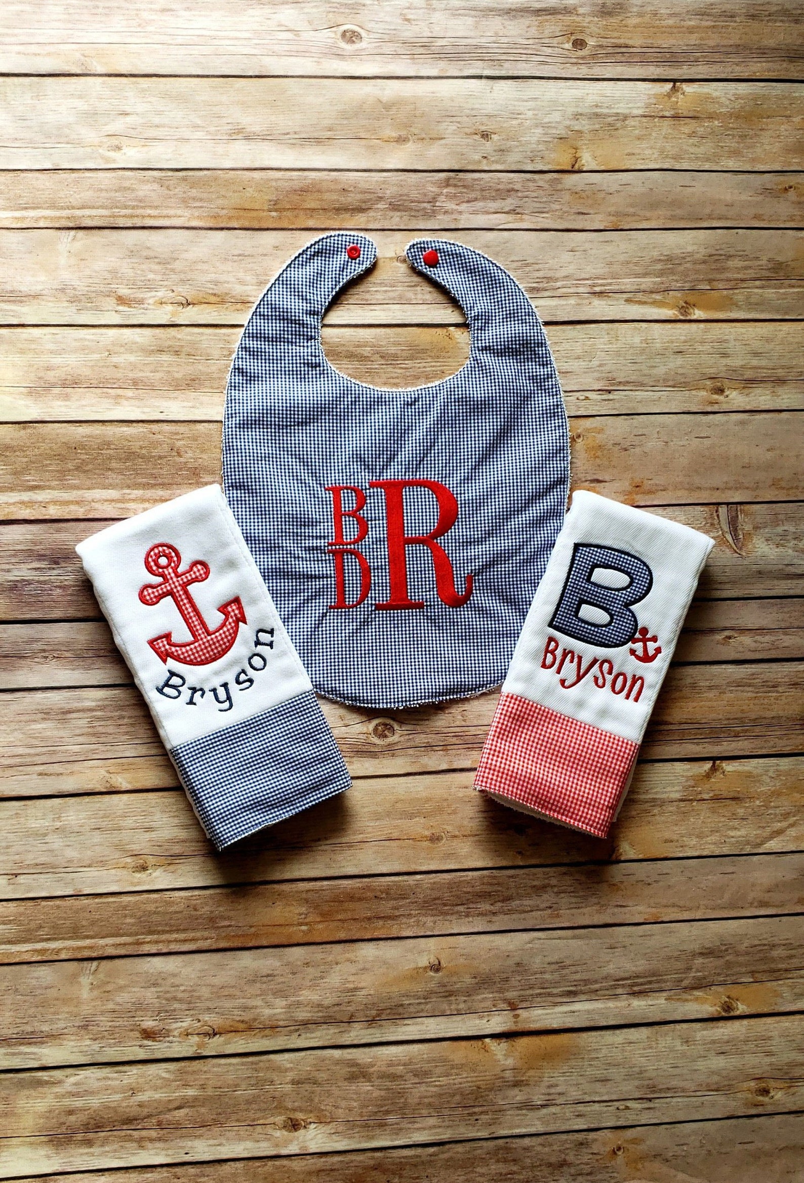 Boy bib set boy burp cloth set baby boy bib set new baby Etsy