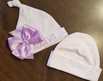 Infant hat, personalized hat, infant coming home hat, infant hat boy, infant hat girl, newborn hat bow, new baby hat, newborn custom hat