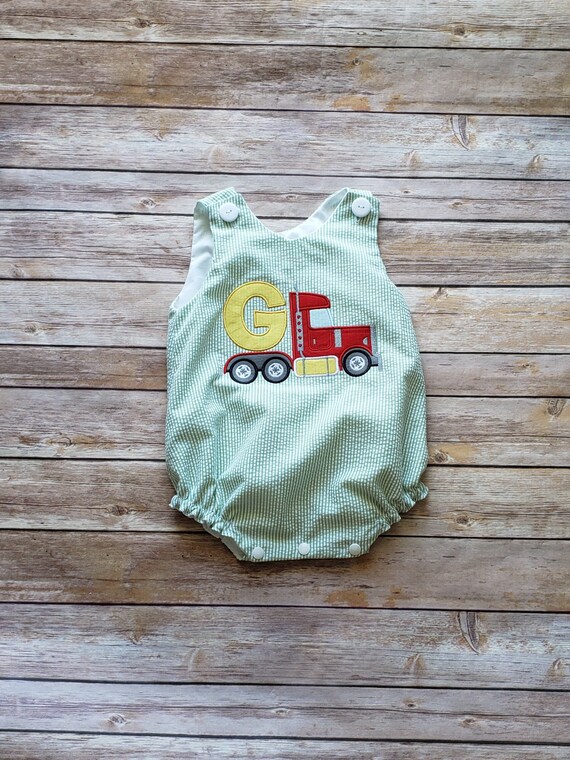 boy bubble romper