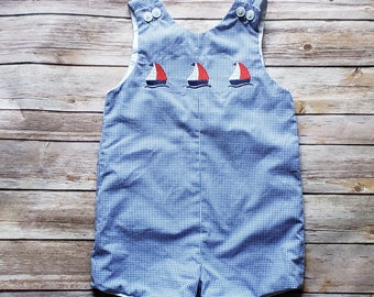 Boys summer outfit, summer outfit, boy toddler outfit, boys summer overalls,  nautical outfits, boys shorts romper, baby boy overall romper