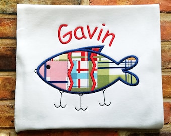 Boy beach shirt, beach shirt, boy fishing shirt, toddler beach shirt, boy applique shirt, fishing lure shirt, fishing applique, fishing set
