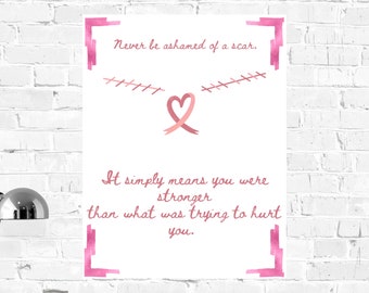 Printable Wall Art | Breast Cancer Gift | Mastectomy Gift | 8.5x11