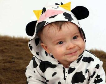 COW Baby Outfit | Boy or Girl | Cow Print Baby All In One Sleepsuit | Halloween Toddler Outfit, Baby Shower Gifts, New Baby Gift.