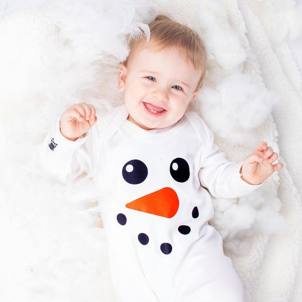 Baby 1st Christmas Outfit | Boy or Girl |  Snowman Sleepsuit Costume | Baby Shower Gifts, Newborn Gift Ideas, Unique Romper Suit Outfits