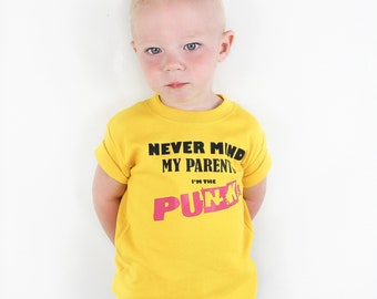 Punkrock baby-, peuter- en kinder-T-shirt | Punkmuziekcadeaus voor kinderen | Pistolen geïnspireerd unisex kinder T-shirt