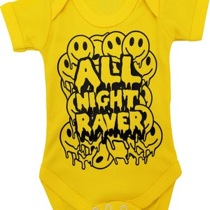 ALL NIGHT RAVER Cool Baby Grow Rave DnB Dance Music Baby Bodysuit Vest Outfit Unisex Music Baby Gift image 1