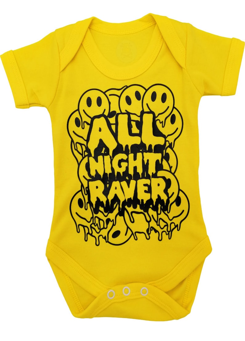 ALL NIGHT RAVER Cool Baby Grow Rave DnB Dance Music Baby Bodysuit Vest Outfit Unisex Music Baby Gift image 1
