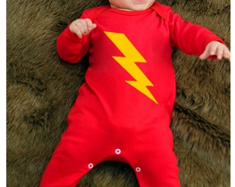 SUPERHERO BOLT Baby Sleepsuit  | New Cute FLASH Romper All In One Outfit  | New Baby Gifts | Superhero Baby Clothes