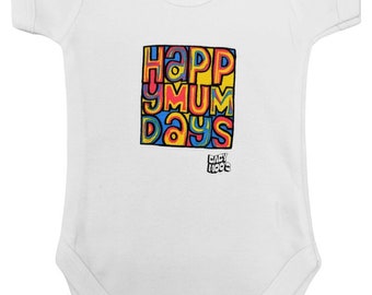 Happy Mum Days Baby Grow | Madchester Cool Indie Rock Music Baby Vest | Unisex Rock n Roll Bodysuit | Music Lover Baby Gift