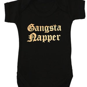 Cool GANGSTA NAPPER Baby Grow Bodysuit | Funny Hip Hop Music Baby Clothes | New Baby Gift | Boy or Girl