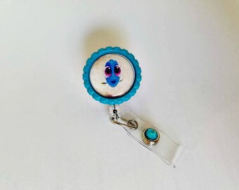 Blue Fish Badge Reel, Blue Hippo Tang, Baby Fish Badge Reel, Saltwater Fish Badge Holder, Nurse Gift- BottleCapsGaloreNMor