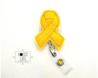 Kindheit Krebs Bewusstsein Badge Reel: Gelbe Schleife, Strass-Detail
