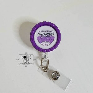 Alzheimer&#39;s Awareness Retractable Badge Holder, Alzheimer&#39;s Badge Reel, Awareness Badge Holder, Badge Reel, Gift- BottleCapsGaloreNMor