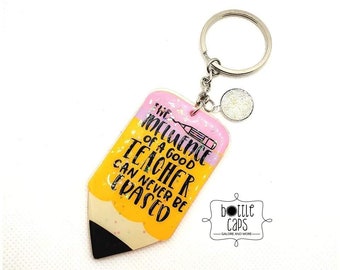 Pencil Keychain - Teacher Keychain - Glitter Keychain - School Supplies - Teacher Appreciation - Teacher Gift - BottleCapsGaloreNMor