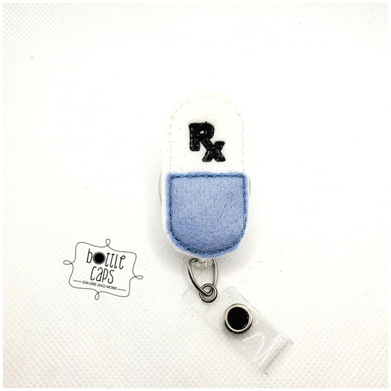 RX Reel Pharmacist Reel Pharmacy Reel Retractable Badge Holder RX Badge  Reel Feltie Reel Bottlecapsgalorenmor 